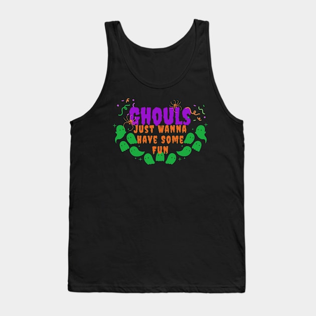 Spectral Shenanigans: Playful Halloween Tank Top by neverland-gifts